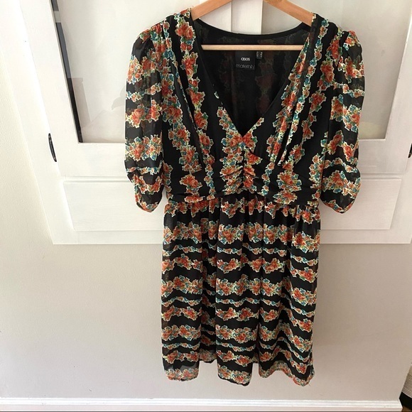 ASOS Maternity Dresses & Skirts - ASOS Maternity Black Floral V-Neck Midi Dress